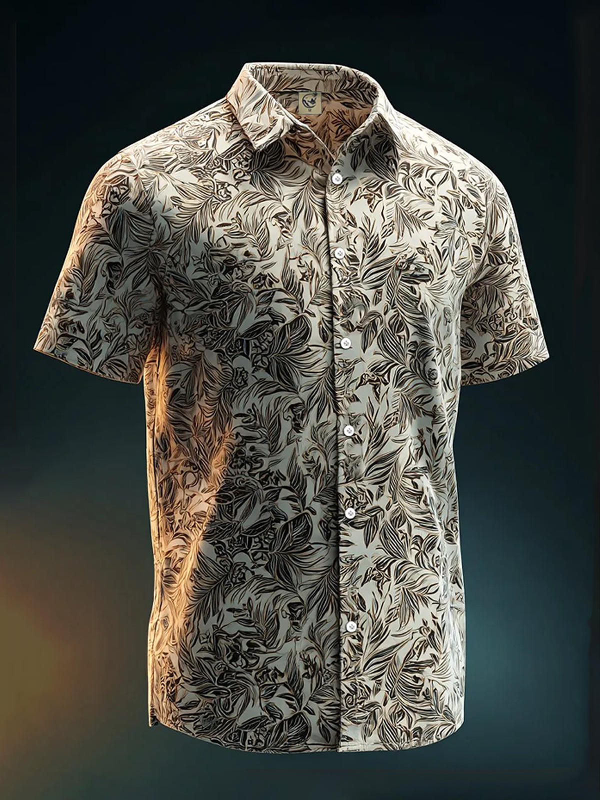 Moisture-Wicking Botanical Floral Chest Pocket Holiday Hawaiian Shirt