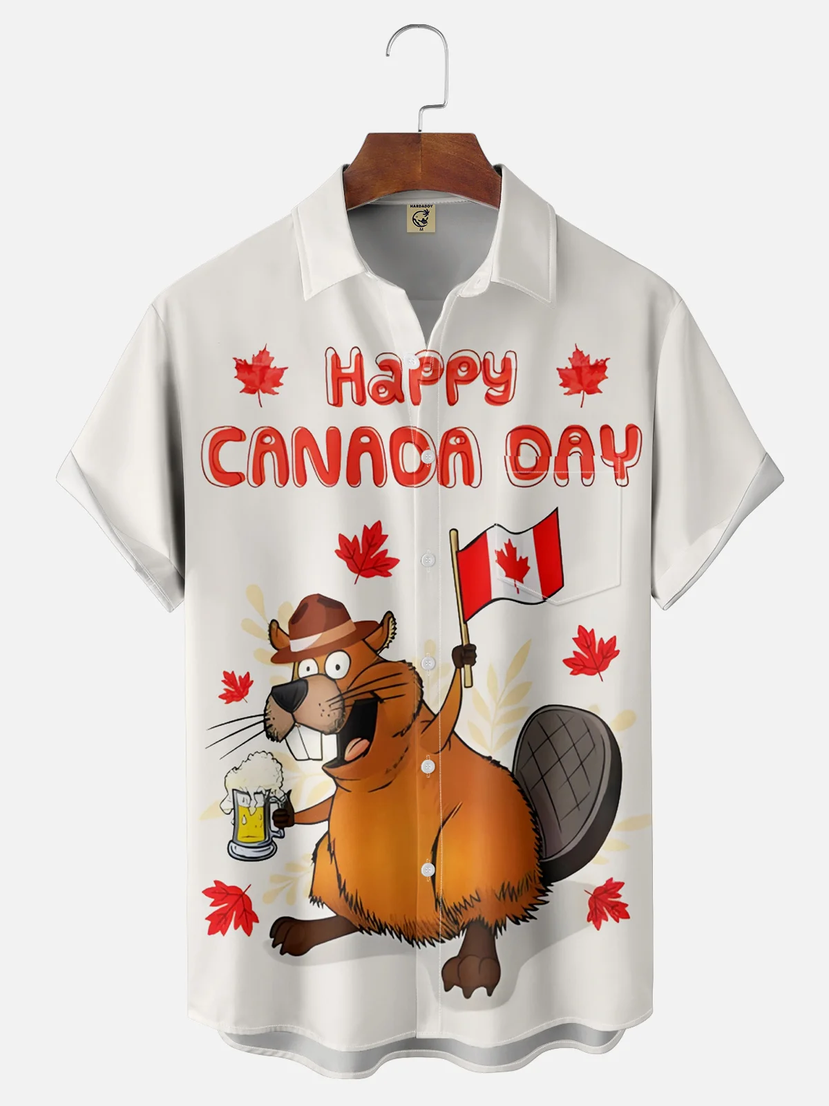 Moisture-wicking Canada Day Chest Pocket Hawaiian Shirt