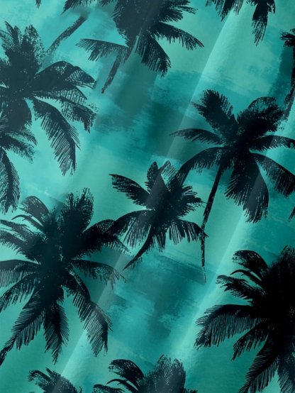 Tall Size Moisture-wicking Palm Tree Chest Pocket Hawaiian Shirt