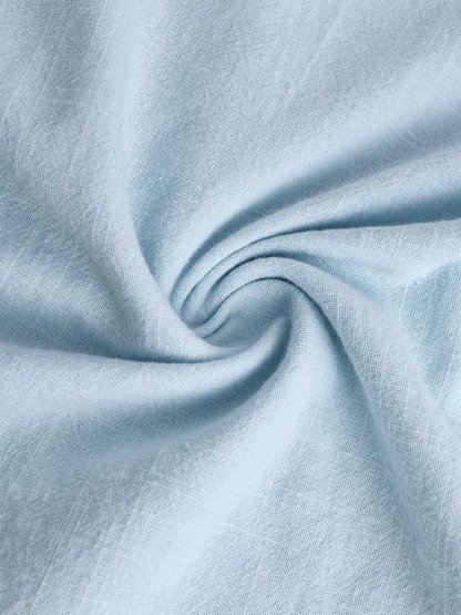 Cotton Linen Plain Color Casual Light Blue Regular Fit Long Sleeve Shirt Hawaiian Shirts For Men