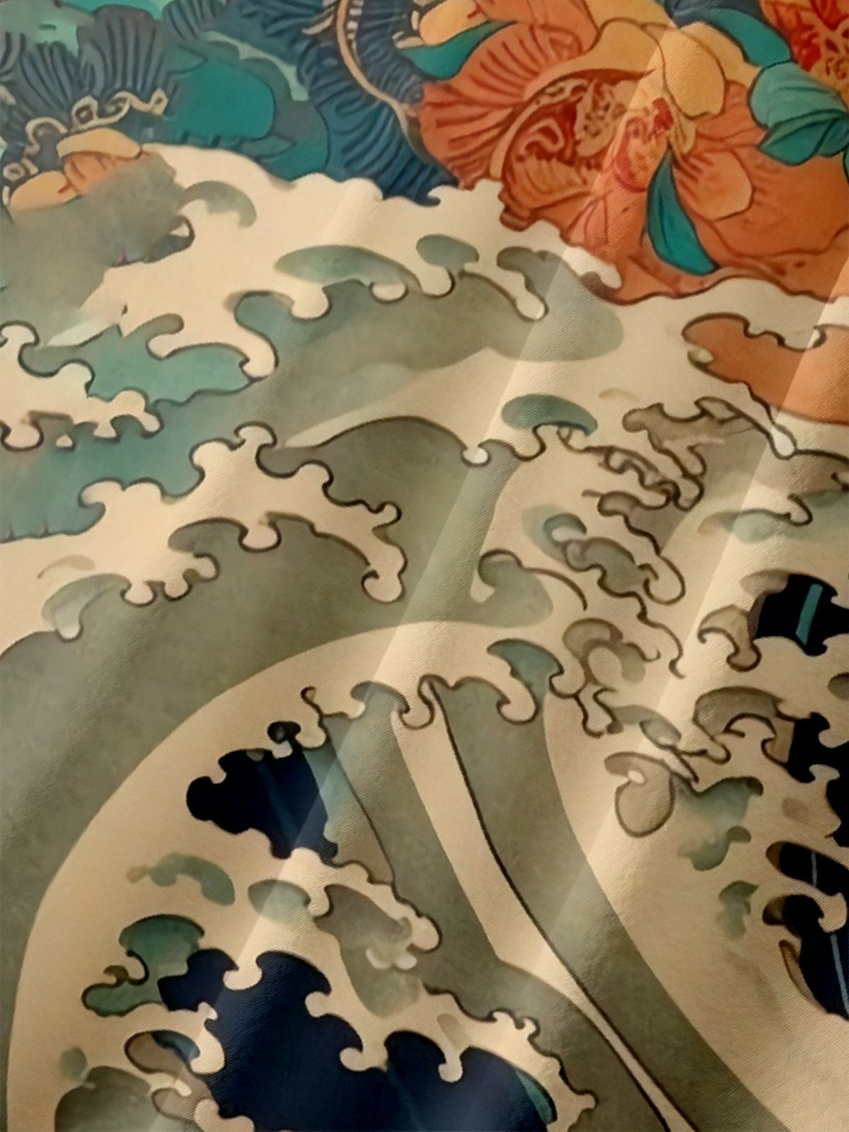 Moisture Wicking Ukiyo-e Cat Chest Pocket Hawaiian Shirt