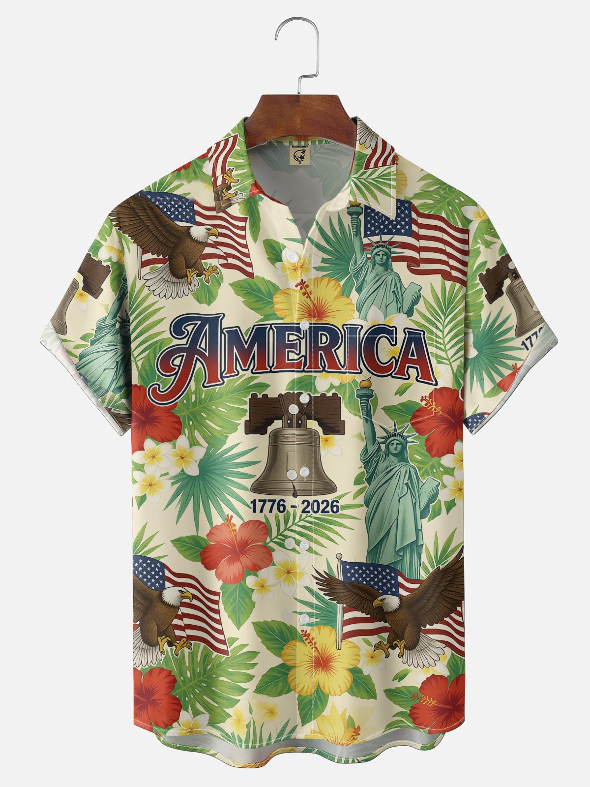 Moisture Wicking 250th U.S. Independence Day Commemorative Edition Botanical Flora Chest Pocket l Hawaiian Shirt