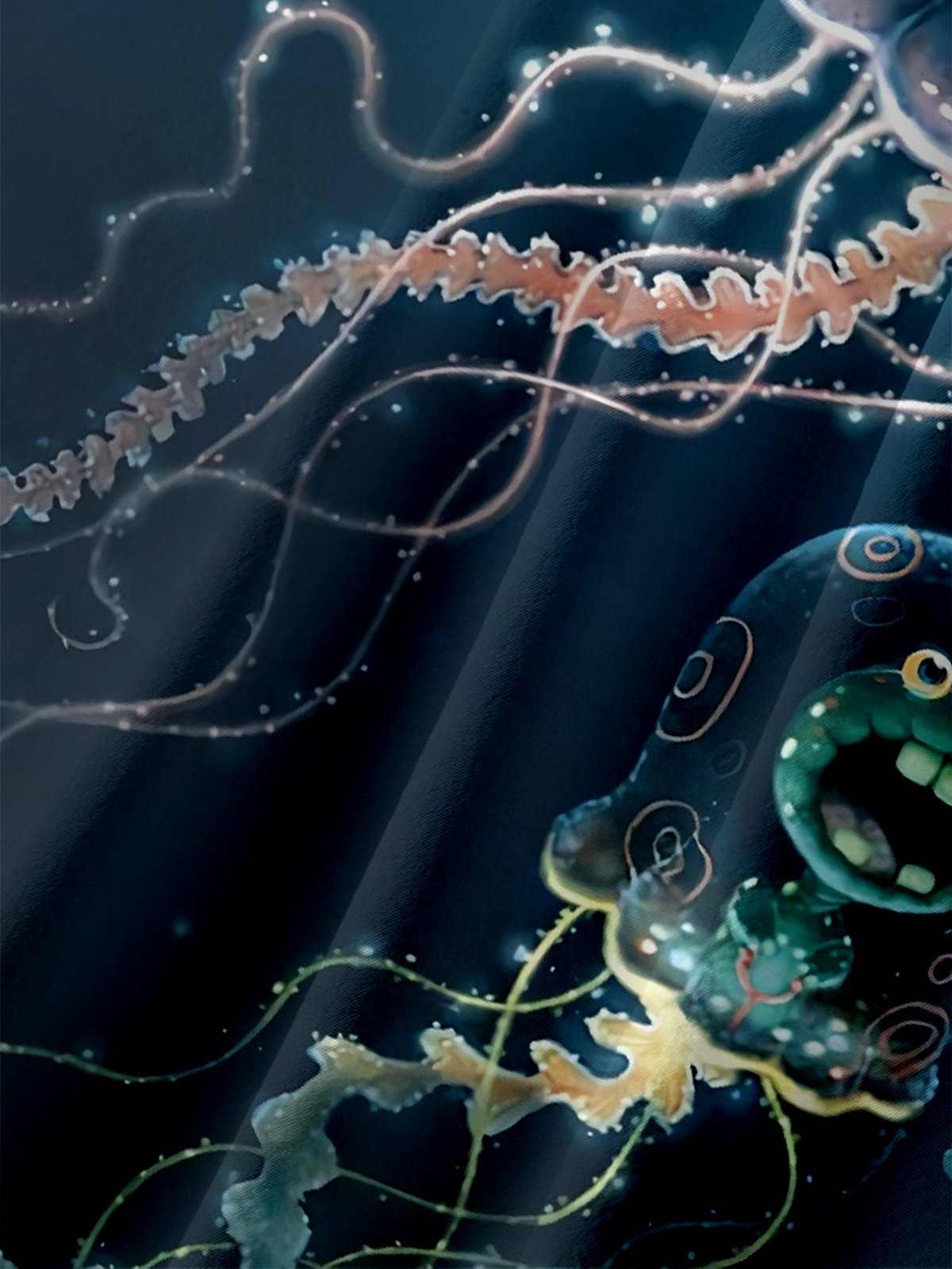 Moisture-wicking Funny Mini Ocean Jellyfish Blue Chest Pocket Hawaiian Shirt