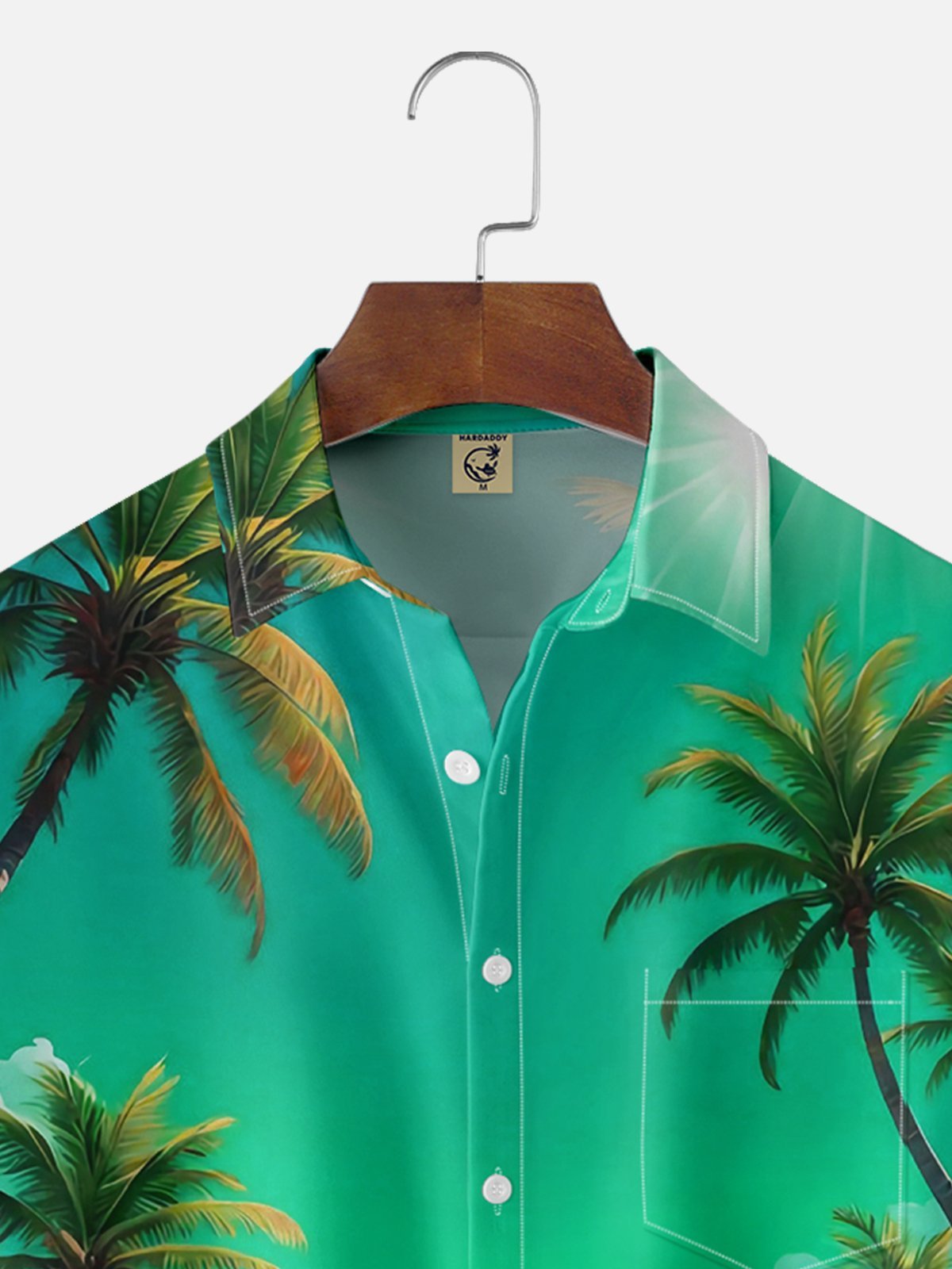 Moisture-wicking Vintage Car Palm Tree Chest Pocket Hawaiian Shirt