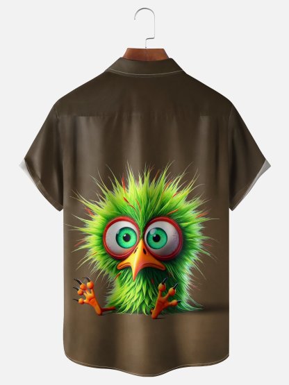 Moisture-wicking Silly Chicken Chest Pocket Hawaiian Shirt