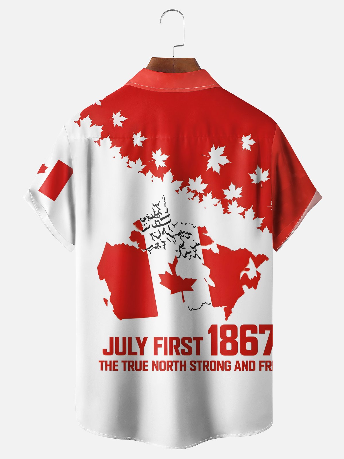 Moisture-Wicking  Canada Day Maple Leaf Flag Chest Pocket Holiday Hawaiian Shirt