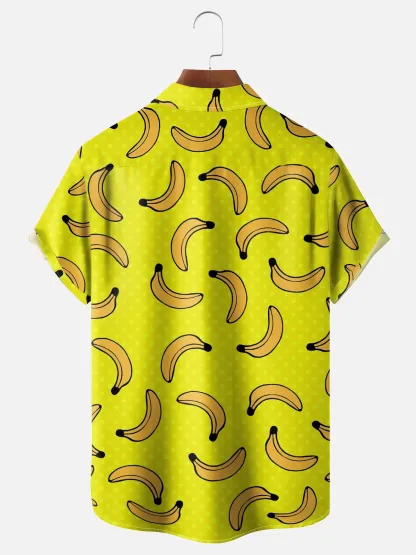 Valentina Bjekovic Moisture-wicking Funky Banana Chest Pocket Hawaiian Shirt