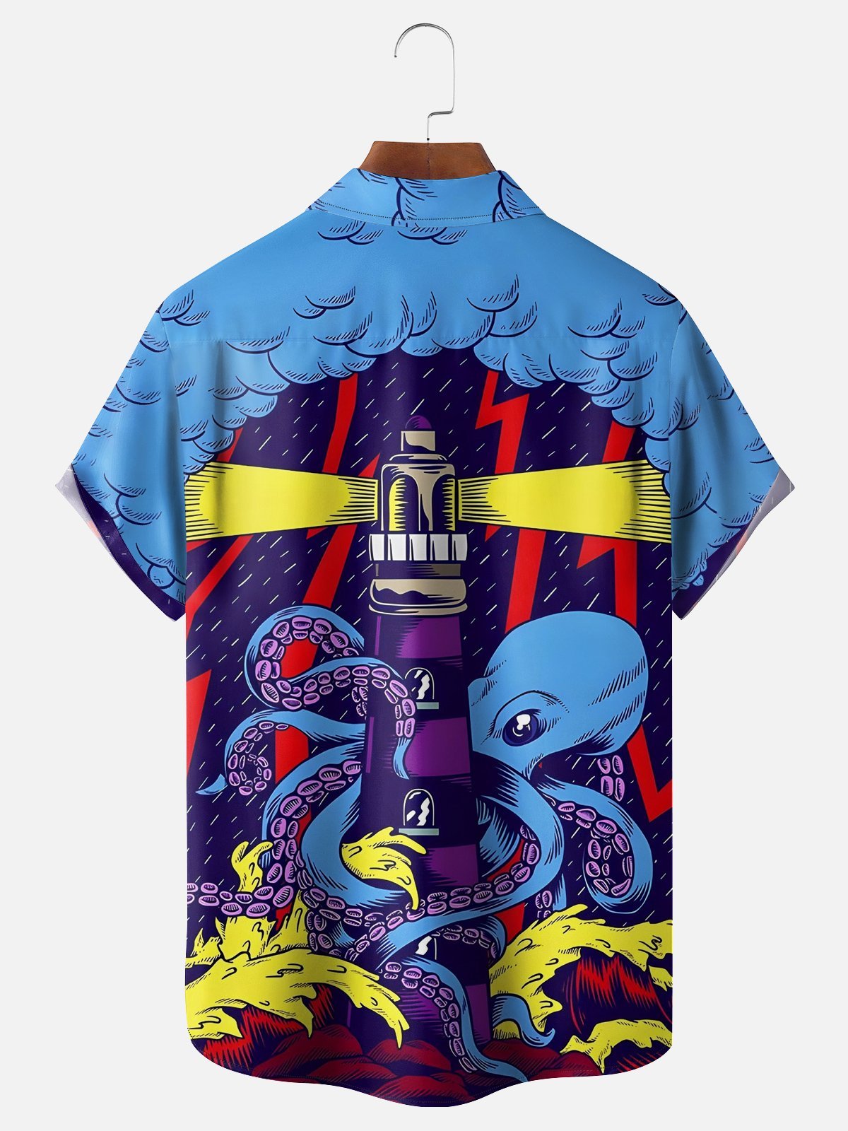 Marine Life Octopus Moisture-wicking Chest Pocket Hawaiian Shirt