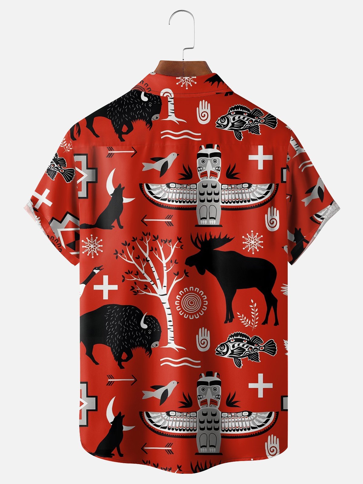 Moisture-wicking Canada Day Animal Maple Leaf Chest Pocket Hawaiian Shirt