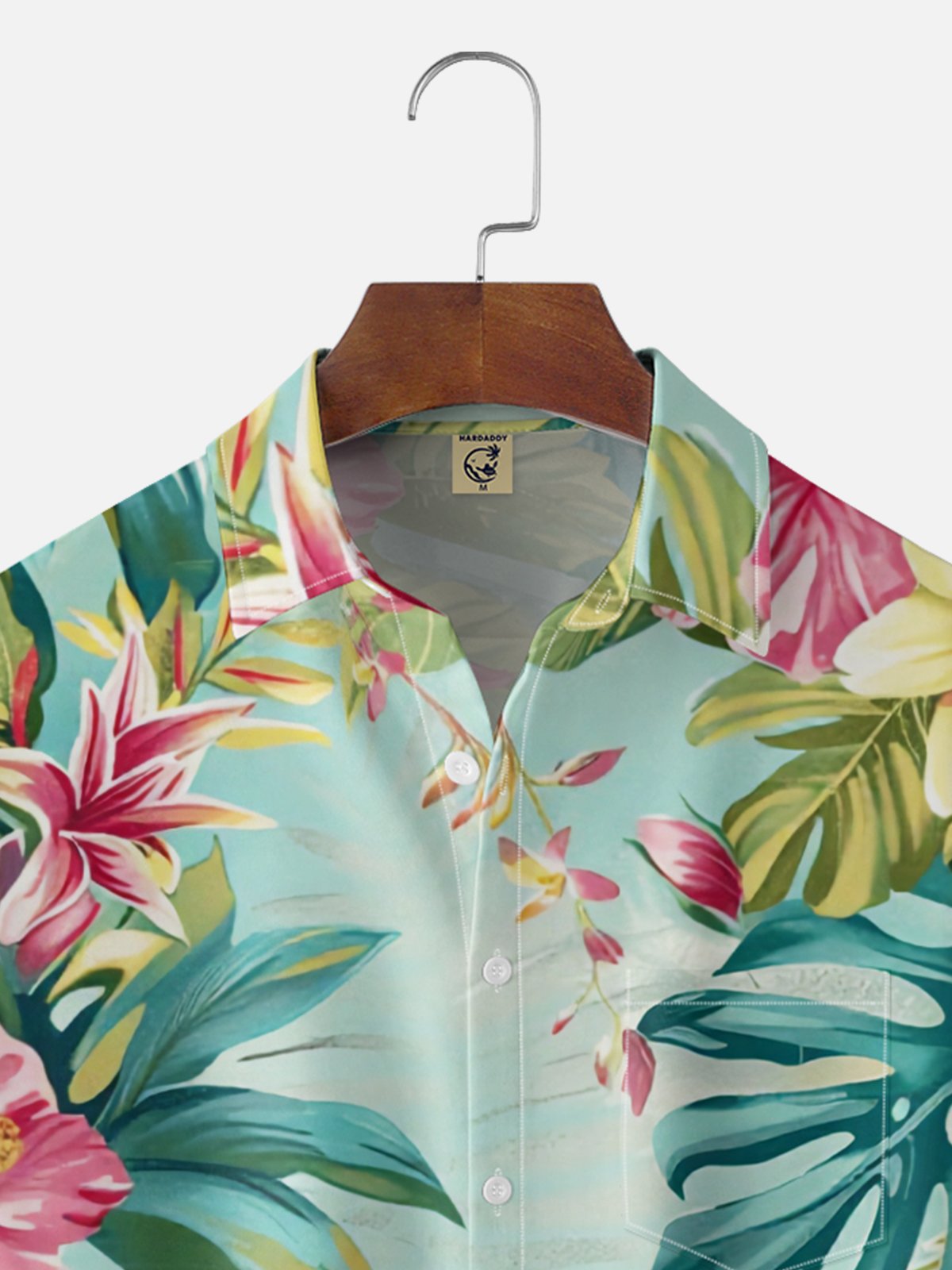Moisture-wicking Fantasy Floral Botanical Art Chest Pocket Hawaiian Shirt