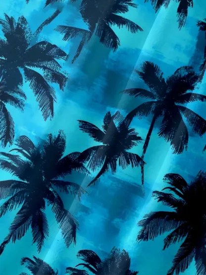 Tall Size Moisture-wicking Palm Tree Chest Pocket Hawaiian Shirt