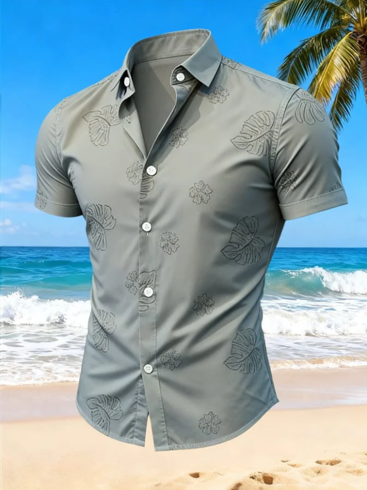 Moisture-Wicking Botanical Floral Chest Pocket Holiday Hawaiian Shirt