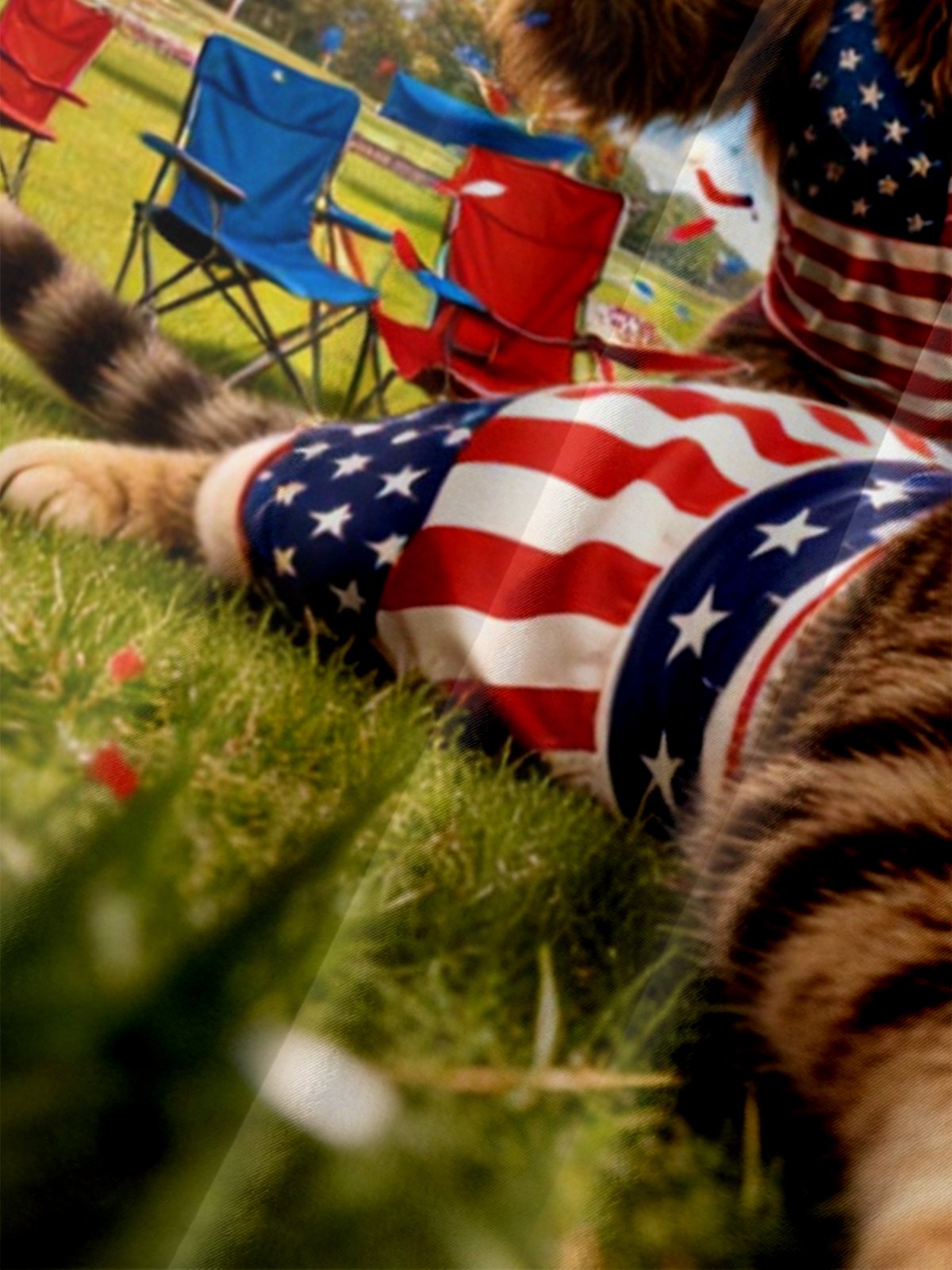 Moisture-Wicking 250th U.S. Independence Day Commemorative Edition Cat & Bigfoot Selfie-Print Chest Pocket  Hawaiian Shirt