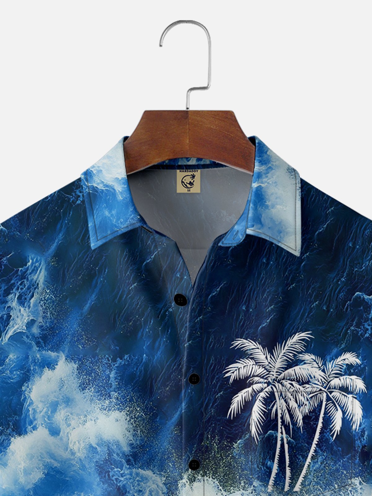 Moisture-wicking Ocean Palm Tree Chest Pocket Hawaiian Shirt