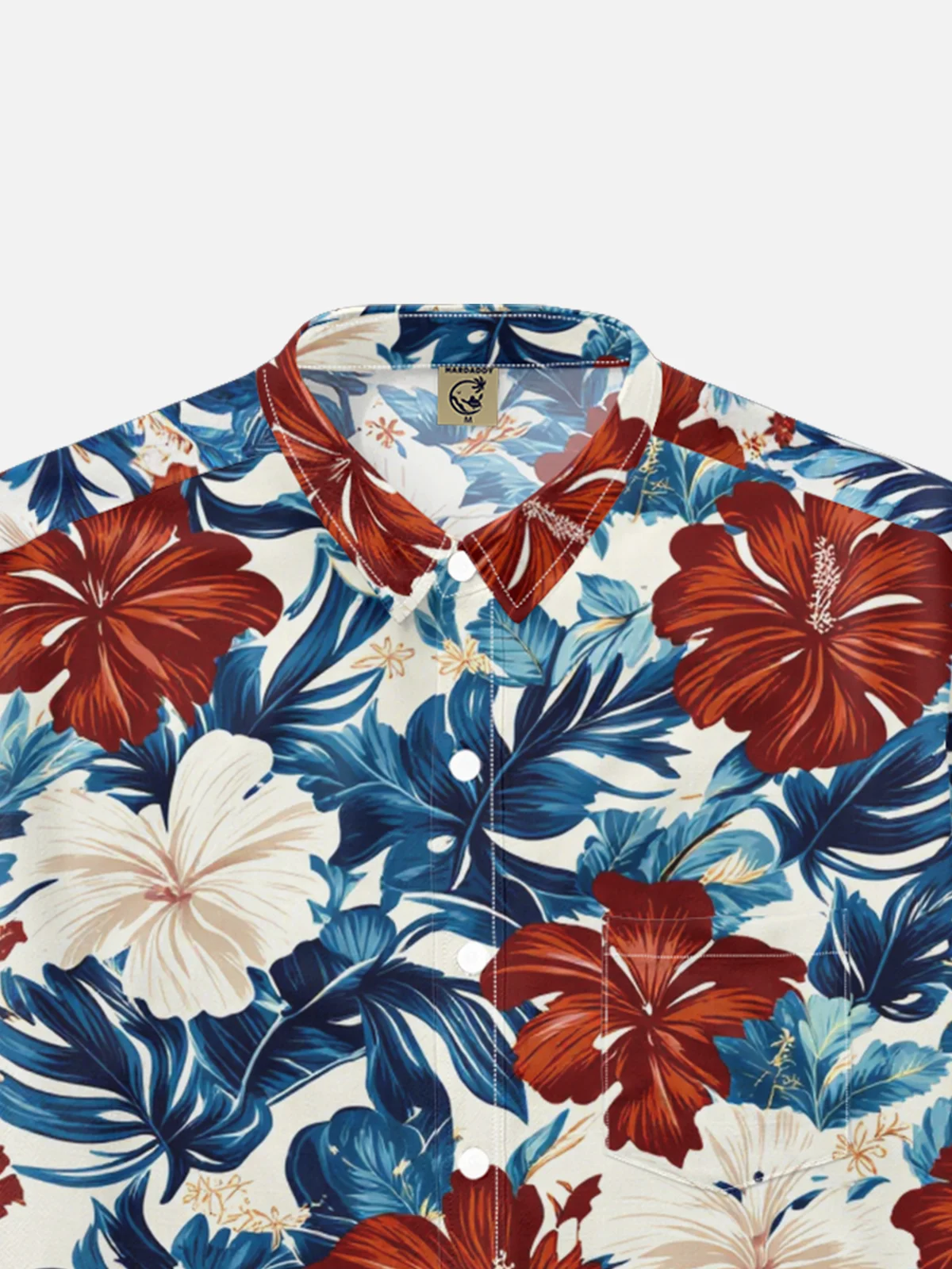 Moisture-wicking Tropical Palm Tree Chest Pocket Hawaiian Shirt