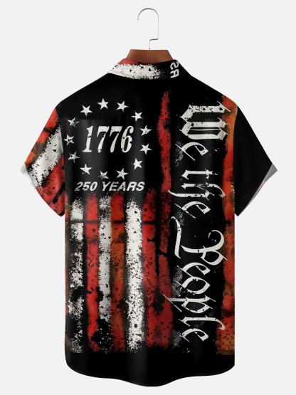Moisture Wicking 250th Anniversary Of The United States Independence Day Chest Pocket Holiday Hawaiian Shirt