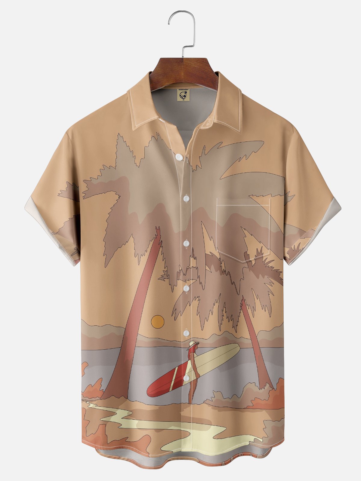x Stephen Wade Moisture Wicking Seaside Coconut Tree Chest Pocket Hawaiian Shirt
