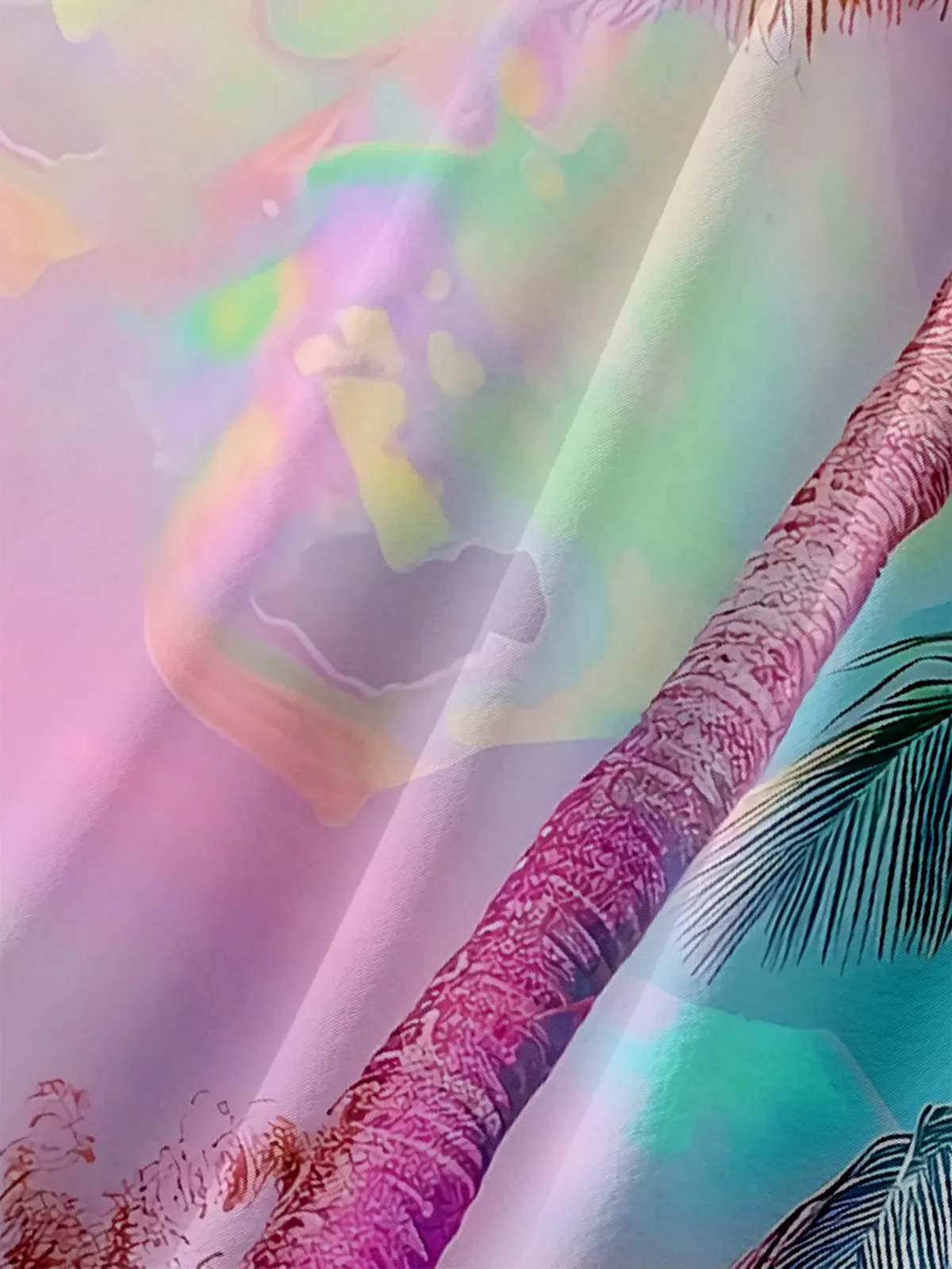 Moisture-wicking Dreamy Island Coconut Tree Chest Pocket Hawaiian Shirt