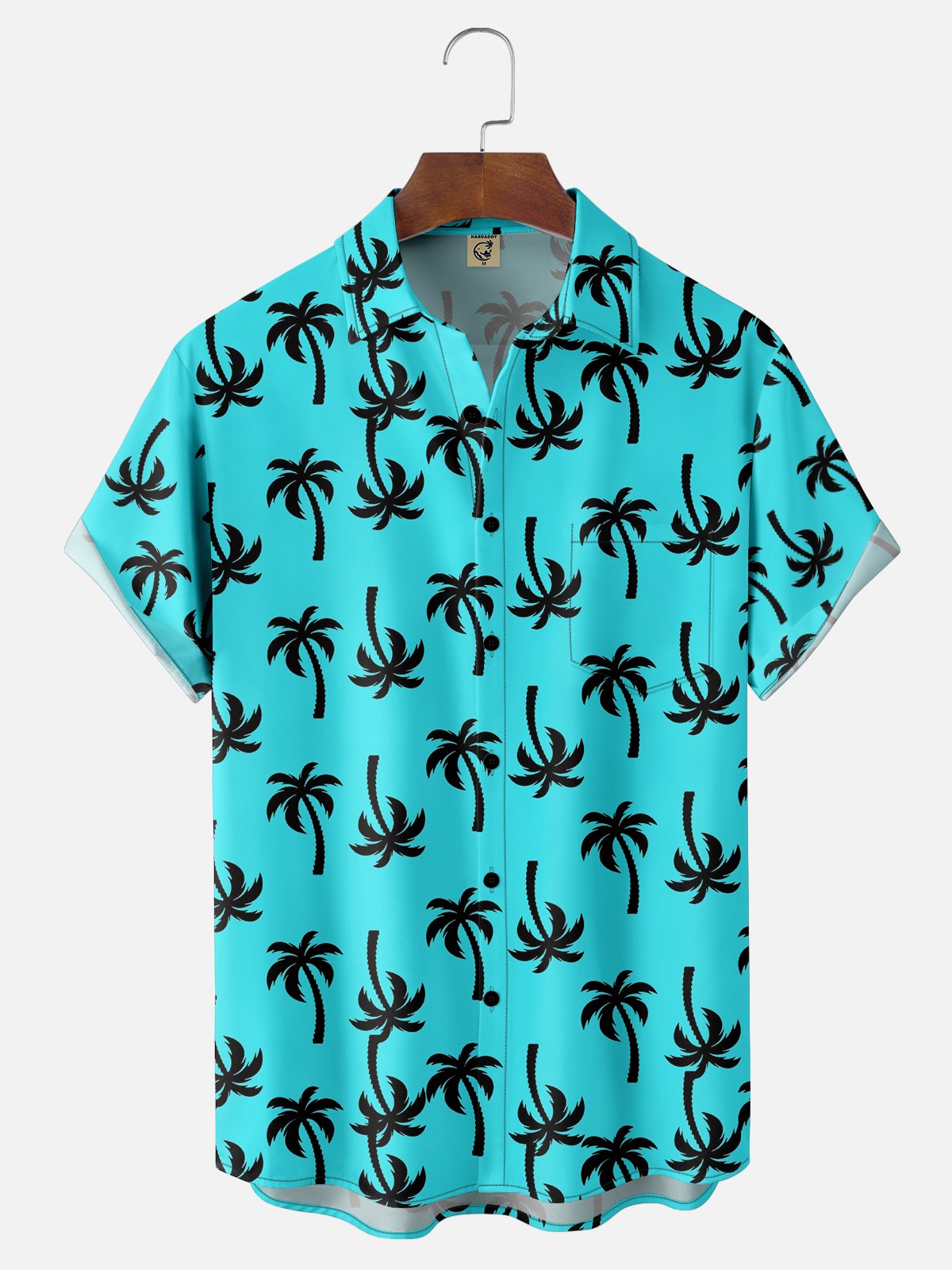 Moisture-wicking Palm Tree Chest Pocket Hawaiian Shirt