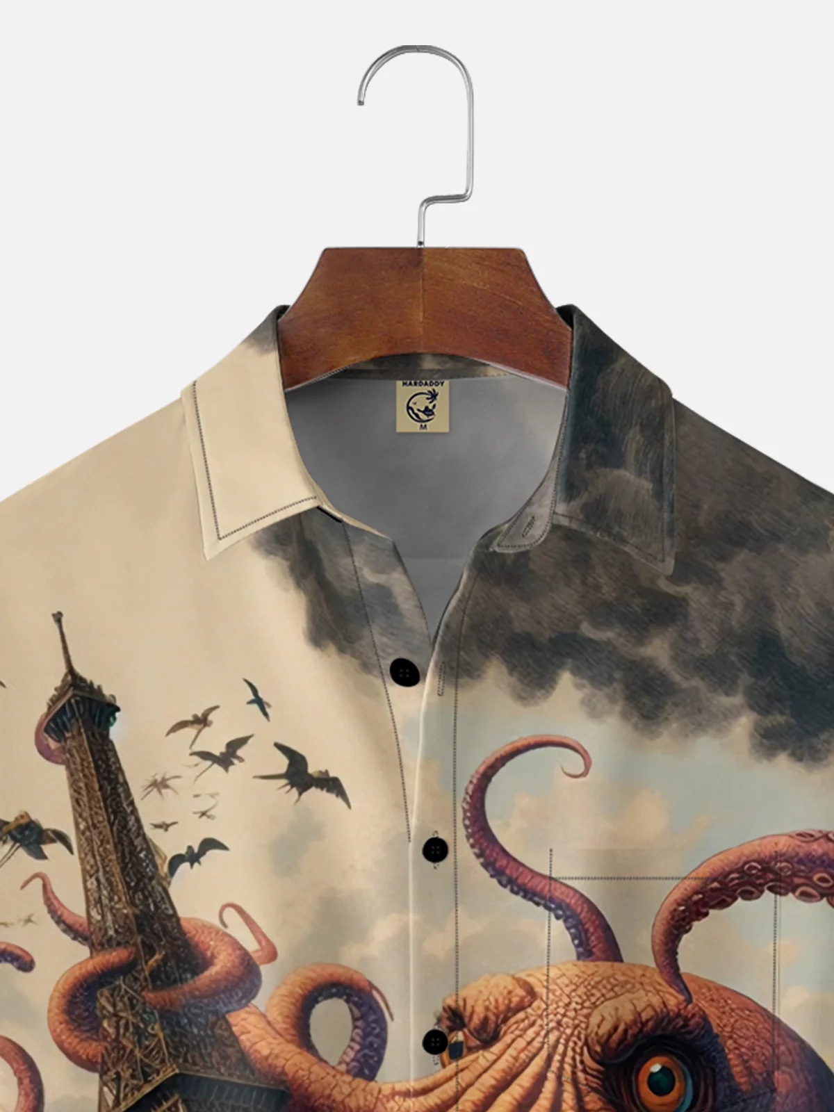 Moisture-wicking Giant Octopus Fun Ocean Chest Pocket Hawaiian Shirt
