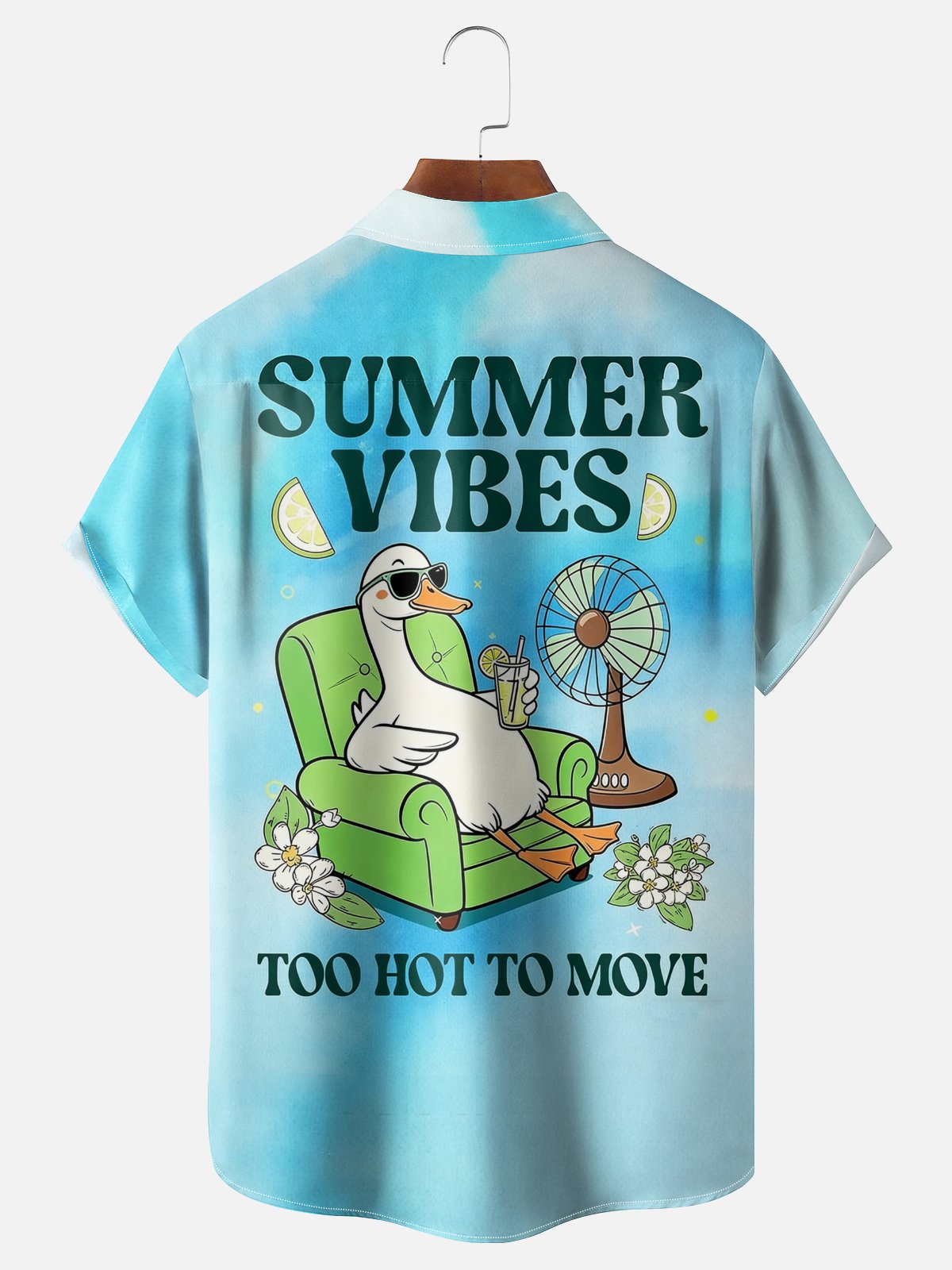 Moisture Wicking Fun Big White Duck Chest Pocket Hawaiian Shirt