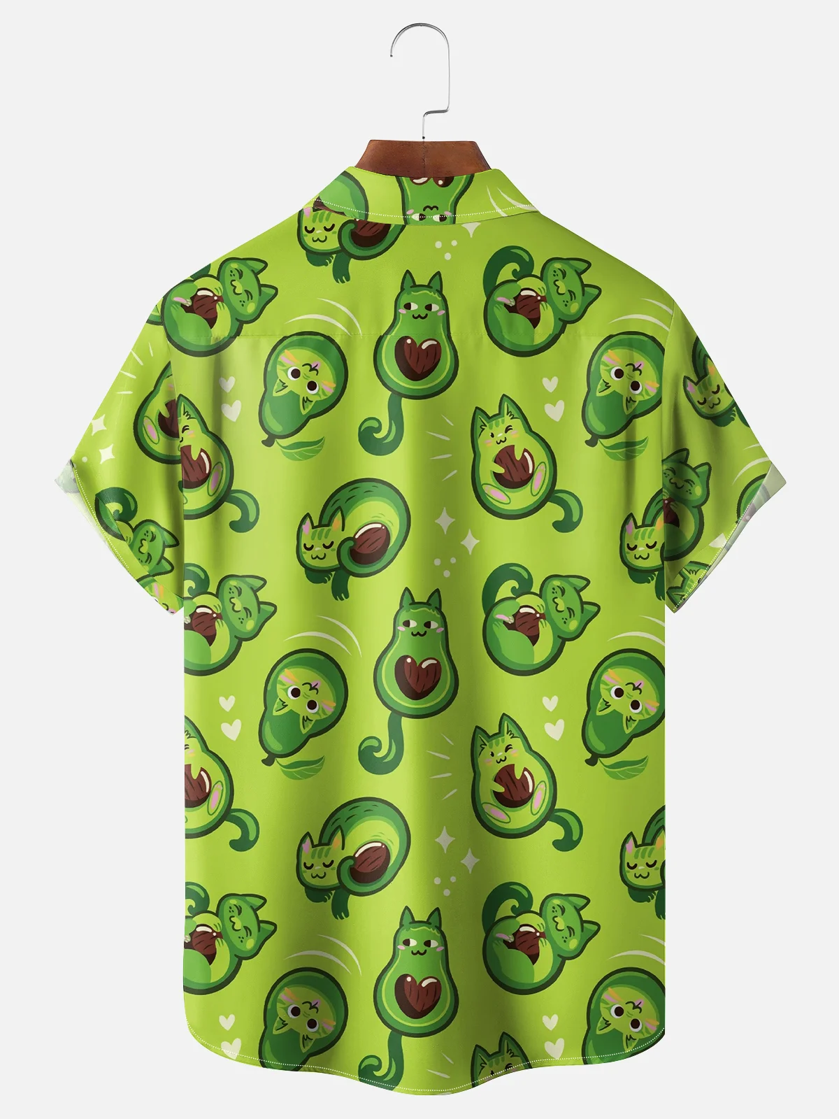 Moisture-wicking Avocado Cat Funny Chest Pocket Hawaiian Shirt