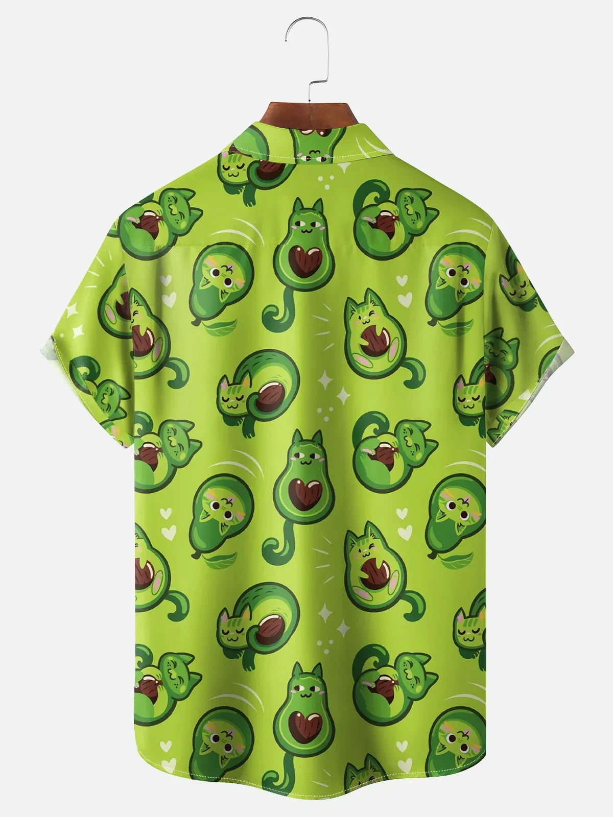 Moisture-wicking Avocado Cat Funny Chest Pocket Hawaiian Shirt