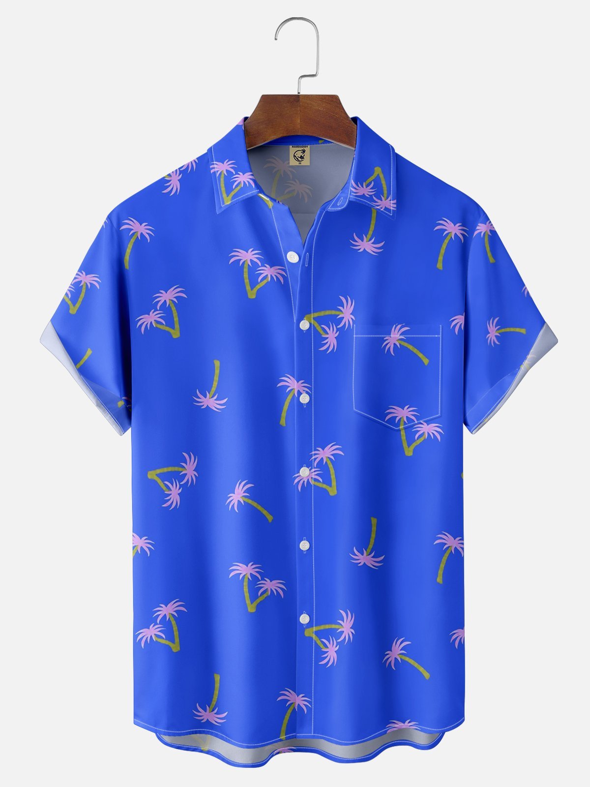 Moisture-wicking Palm Tree Chest Pocket Hawaiian Shirt