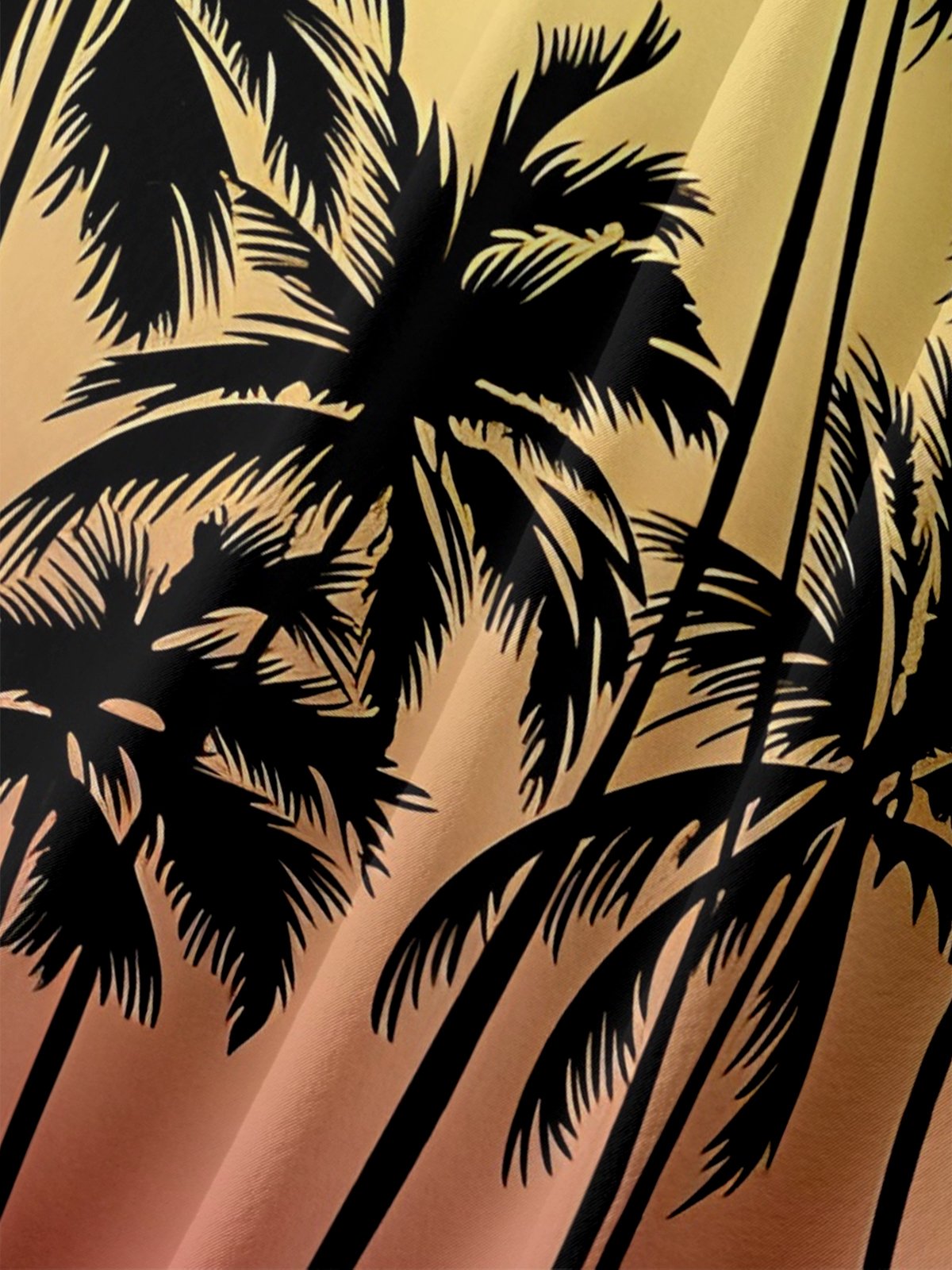 Moisture-wicking Coconut Tree Gradient Color Chest Pocket Hawaiian Shirt