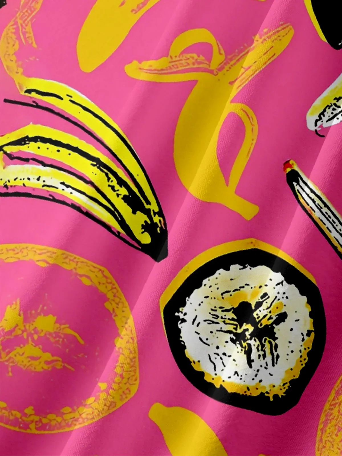Moisture-wicking Banana Fruit Chest Pocket Hawaiian Shirt