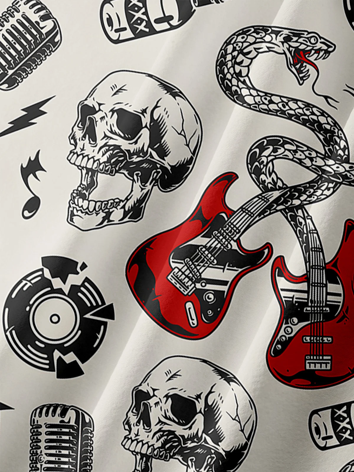 Moisture-wicking Rock Music Chest Pocket Hawaiian Shirt