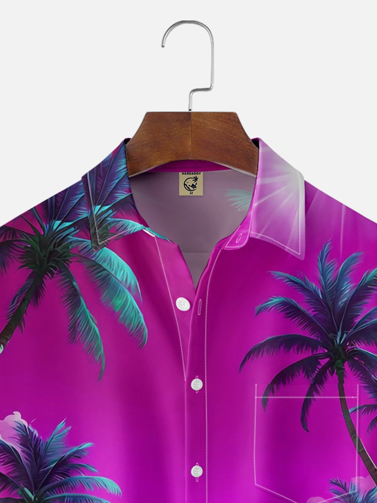 Moisture-wicking Vintage Car Palm Tree Chest Pocket Hawaiian Shirt