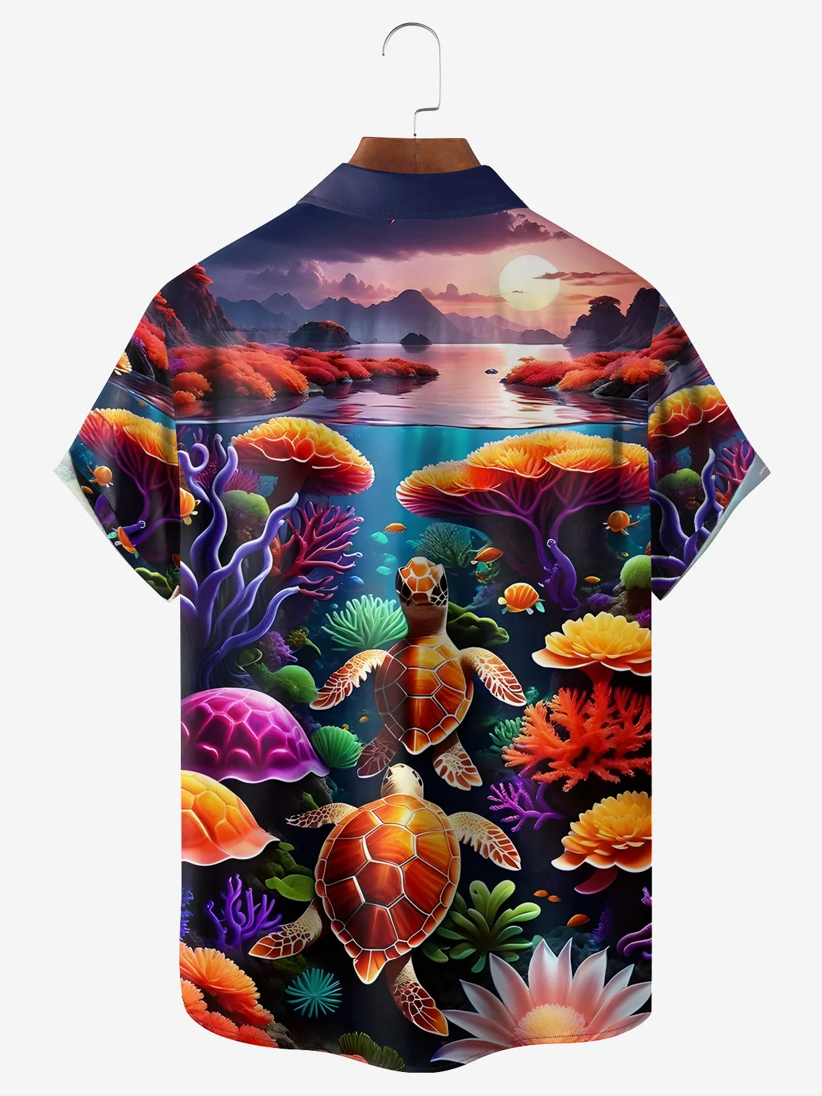 Moisture-wicking Ocean Turtle Chest Pocket Hawaiian Shirt