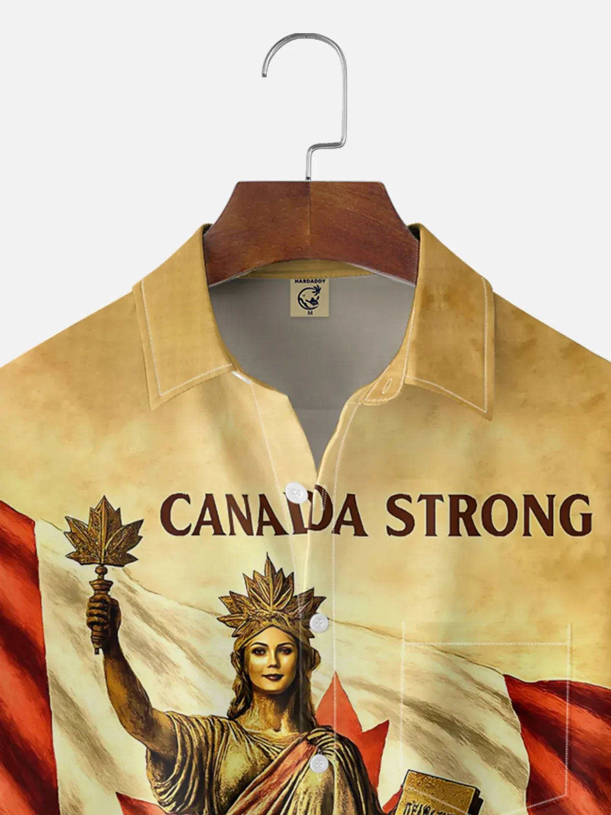 Moisture-Wicking Canada Day Maple Leaf Flag Chest Pocket Hawaiian Shirt