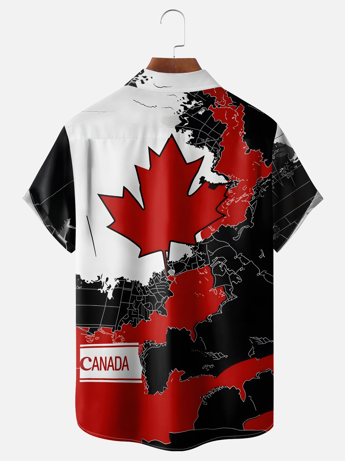 Moisture-Wicking  Canada Day Maple Leaf Flag Chest Pocket Holiday Hawaiian Shirt