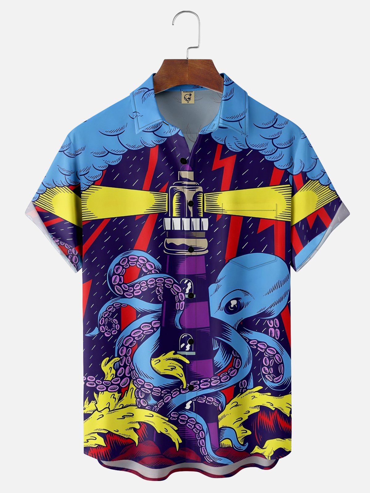 Marine Life Octopus Moisture-wicking Chest Pocket Hawaiian Shirt