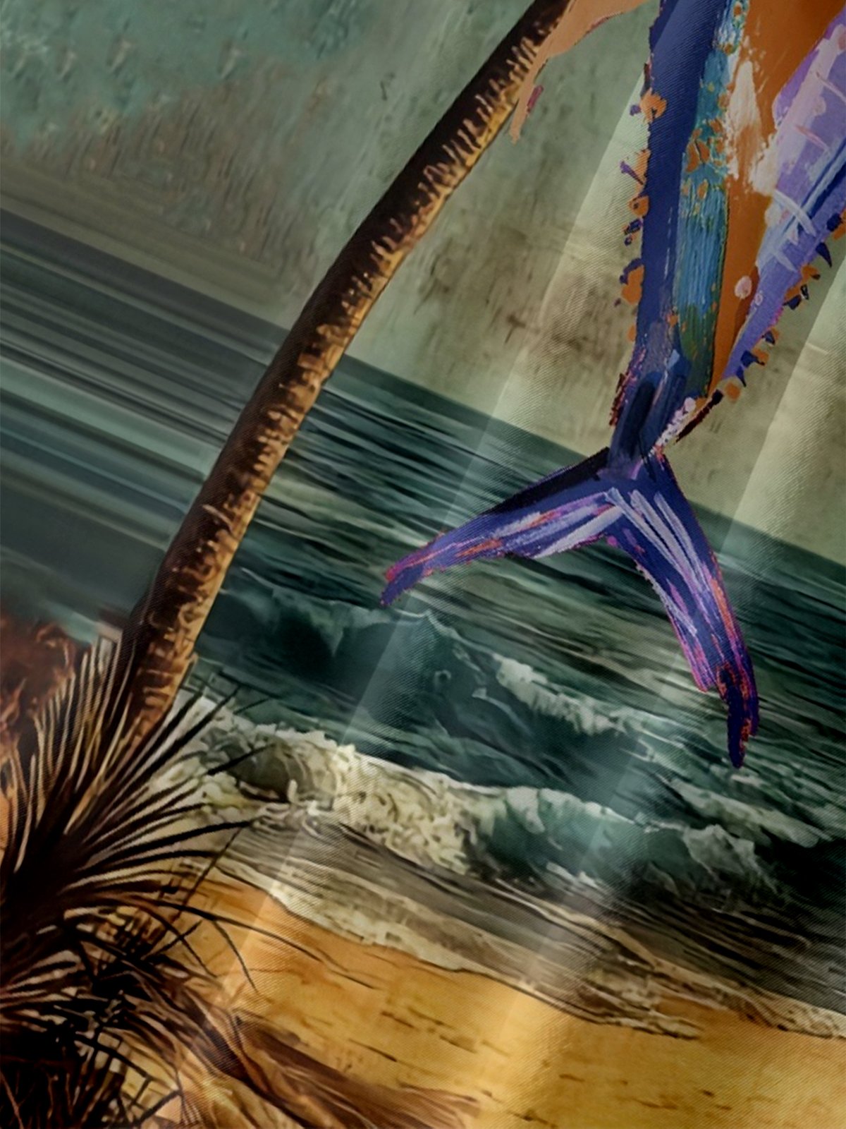 Moisture Wicking Coconut Tree Vintage Fishing Beauty Map Chest Pocket Hawaiian Shirt