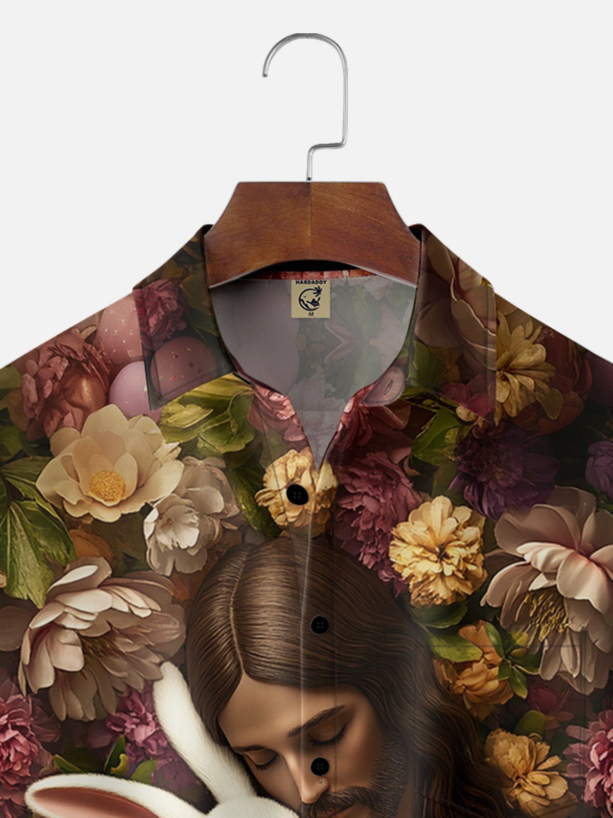 Moisture-wicking Easter Christian Jesus Bunny Rabbit Eggs Chest Pocket Casual Shirt