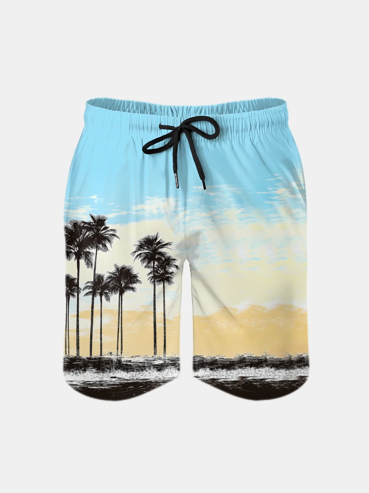 Men's Swim Trunks Hawaiian Tropical Palm Tree Beach Shorts with Pockets