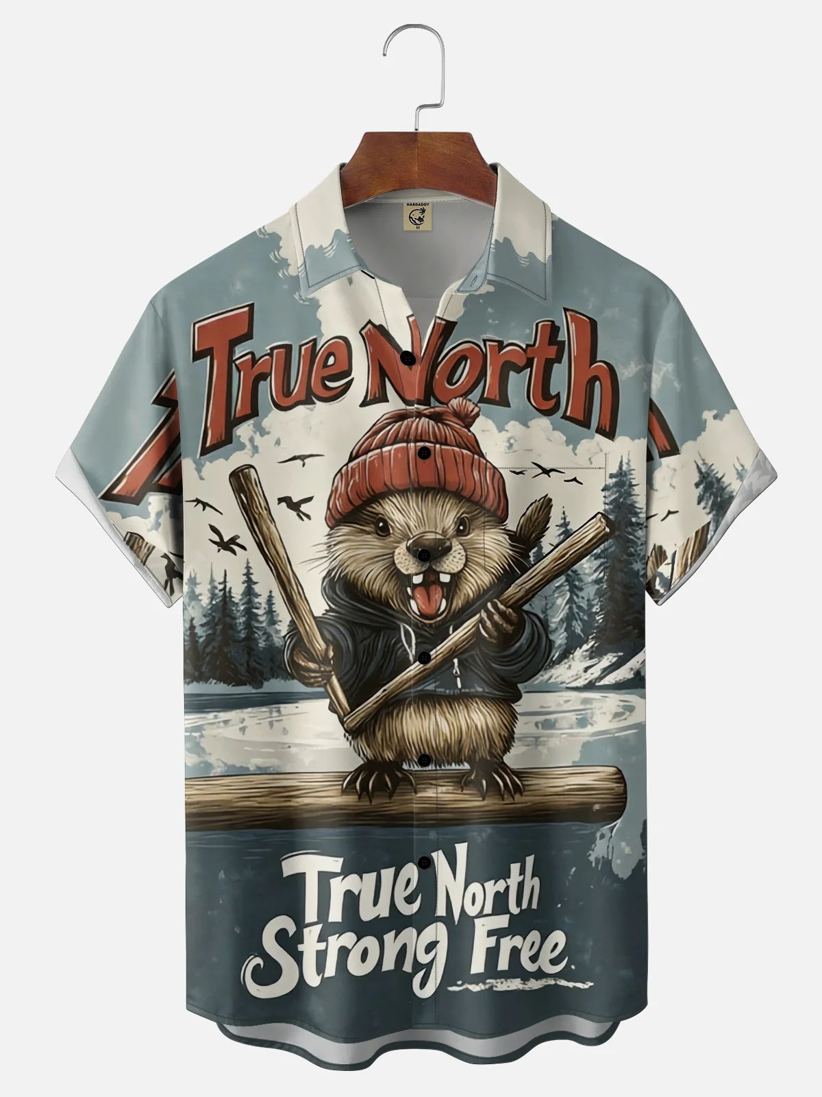 Moisture Wicking Canada Day Beaver Chest Pocke Holiday Hawaiian Shirt