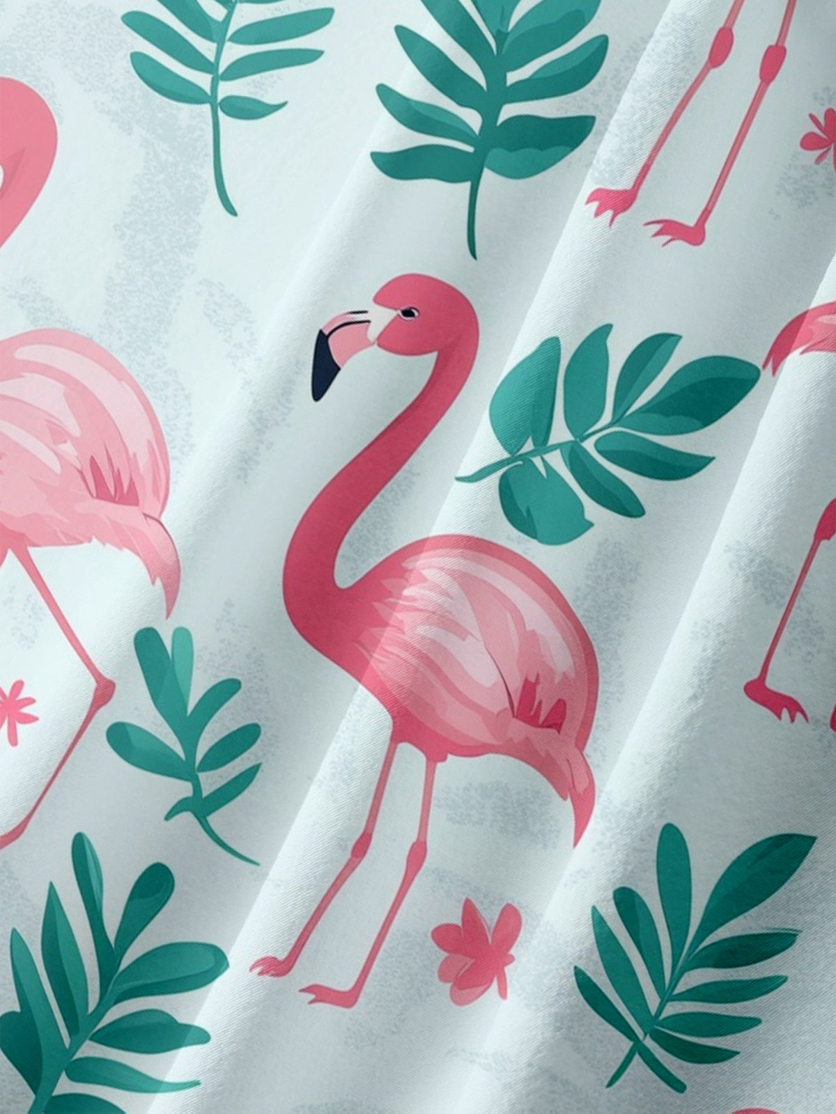 Moisture-wicking Tropical Flamingo Chest Pocket Hawaiian Shirt