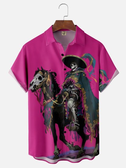 Moisture-wicking Cinco De Mayo Skull Mexican Culture Chest Pocket Casual Shirt