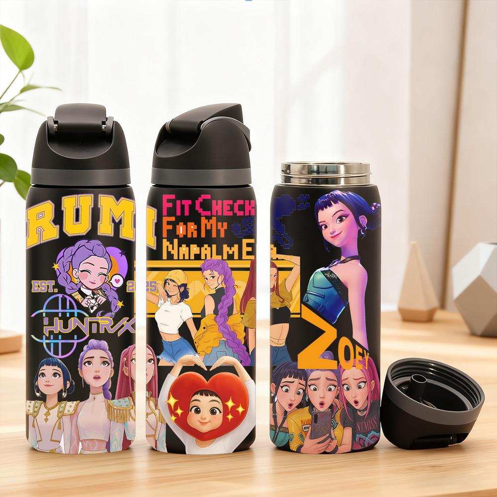 1Pc insulated mug, double wall skinny vacuum cup with leak-proof lid, hot cold drinks tumbler, hot 12 hours cold 24 hours, anime style print, stainless steel thermal travel mug, gift for women men, Christmas birthday holiday, Insulated Travel Drinkware