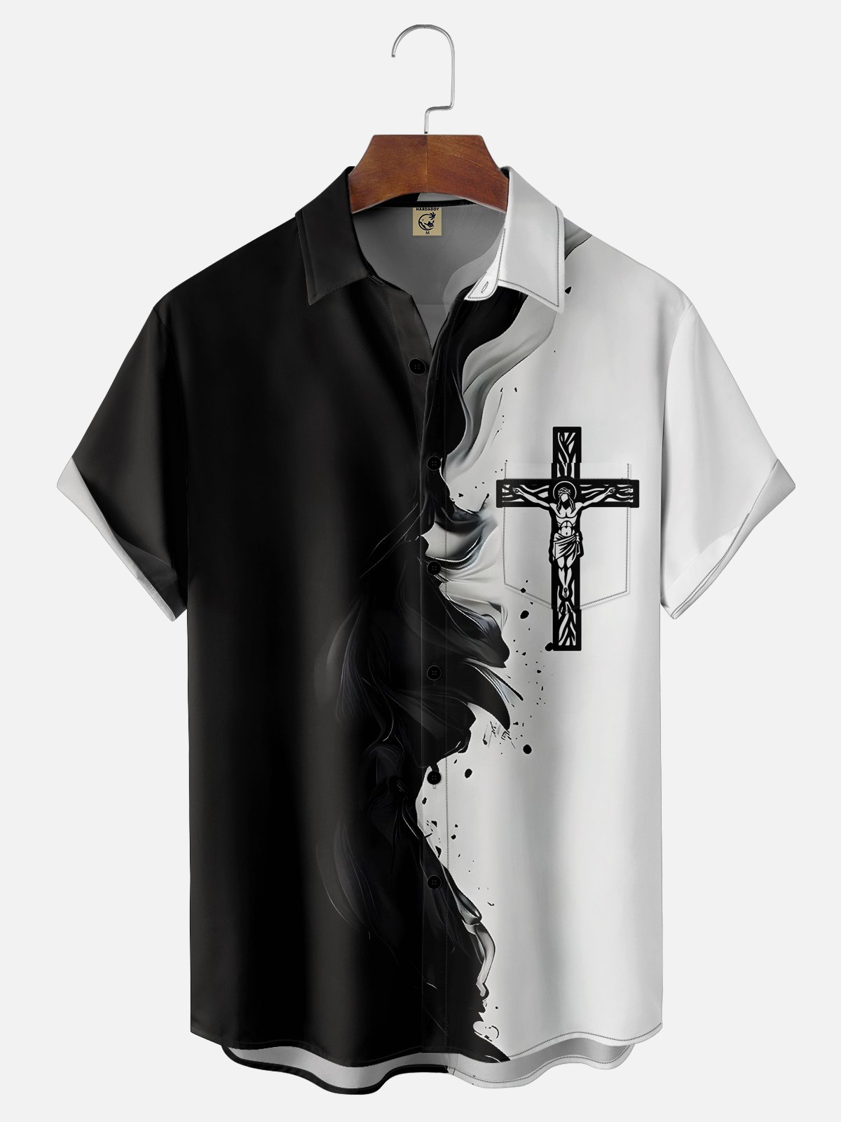 Moisture-wicking Easter Christian Cross Chest Pocket Casual Shirt