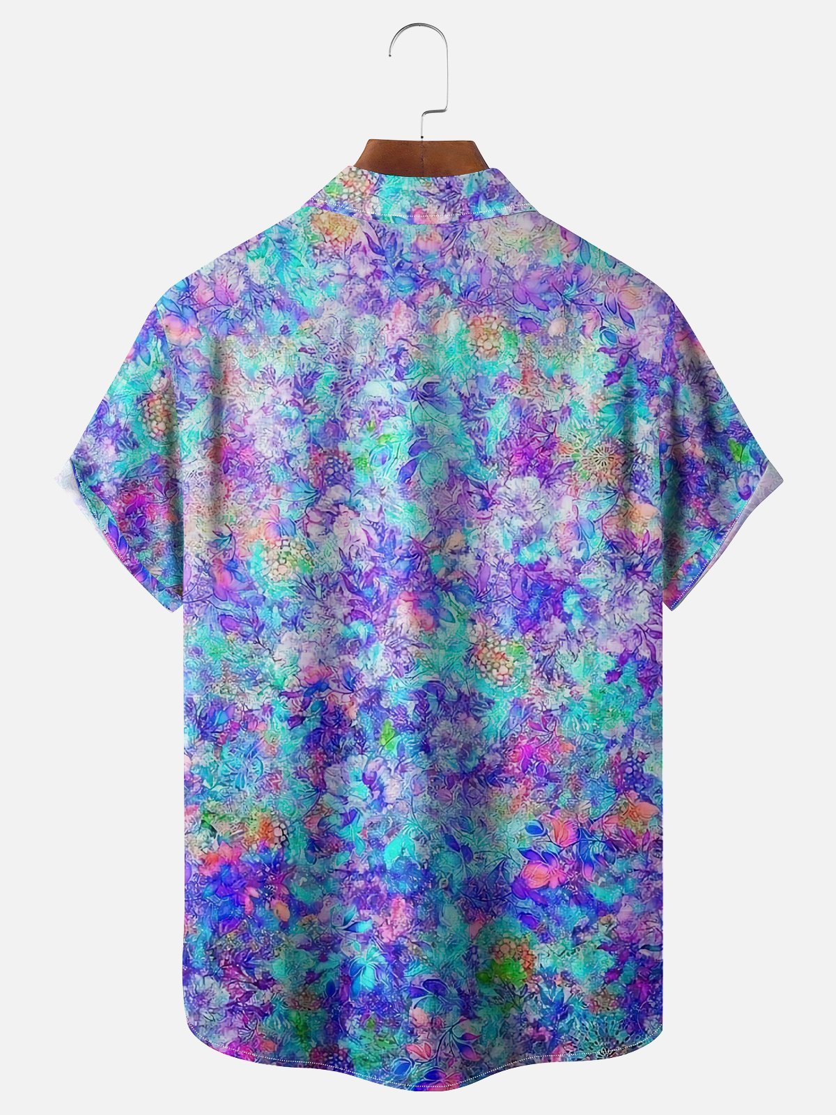 Moisture-wicking Art Floral Chest Pocket Hawaiian Shirt