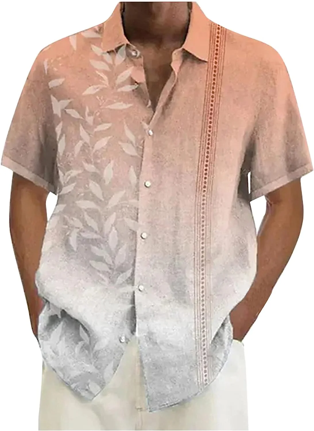 Hawaiian Floral Gradient Short Sleeve Casual Bowling Shirt