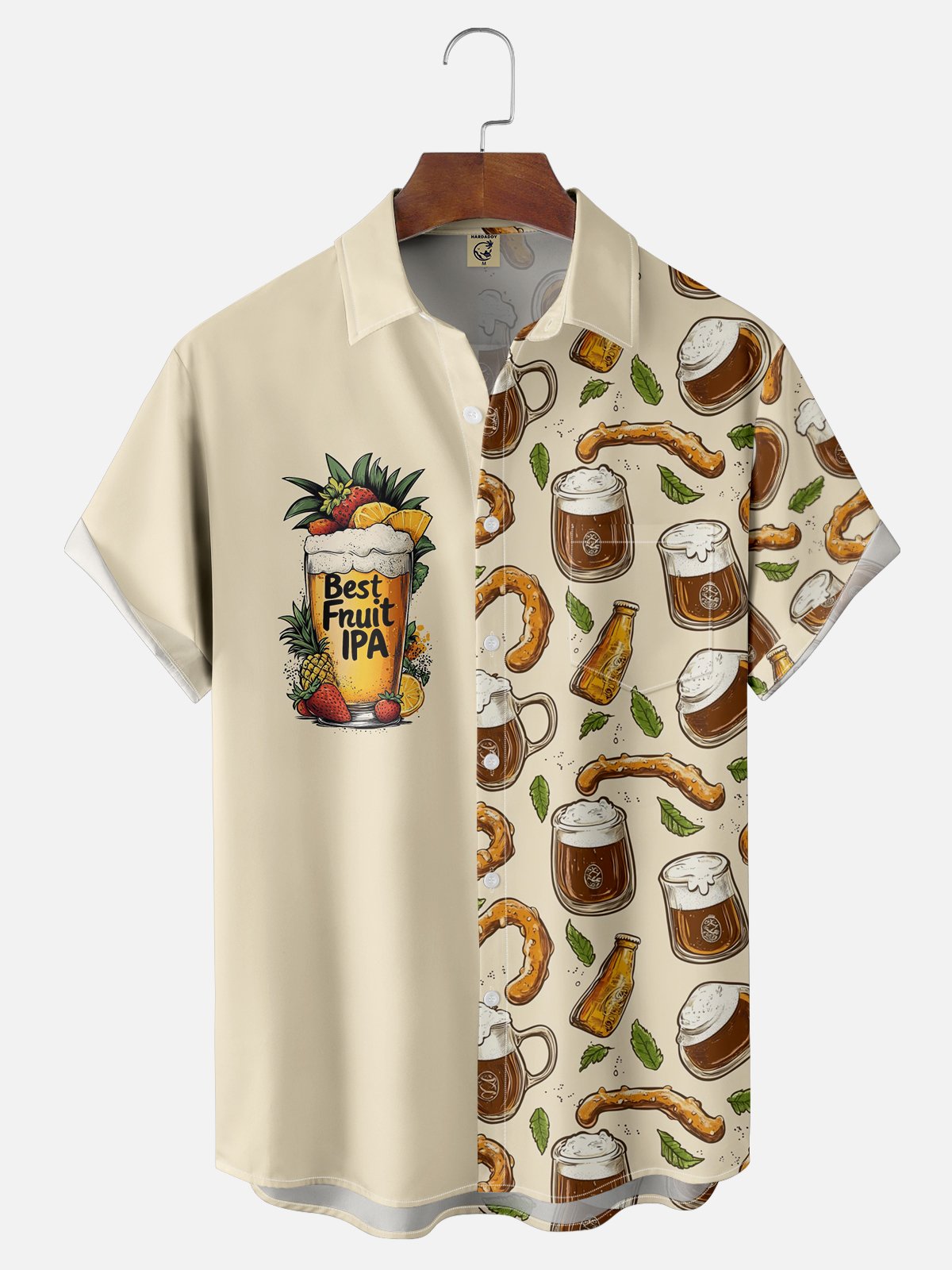 Moisture-wicking Beer Bread Coffee Chest Pocket Hawaiian Shirt