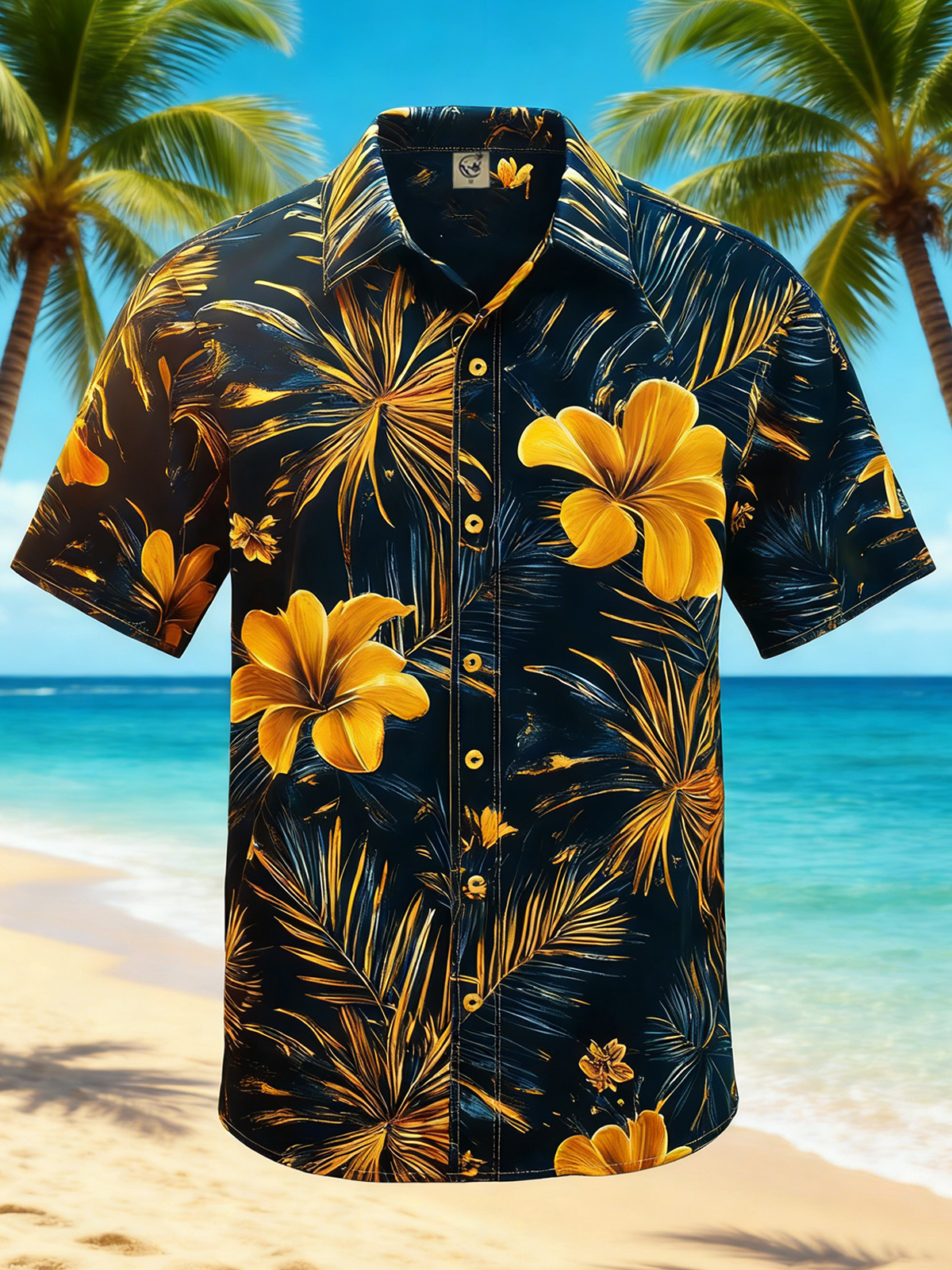 Moisture-Wicking Botanical Floral Chest Pocket Holiday Hawaiian Shirt