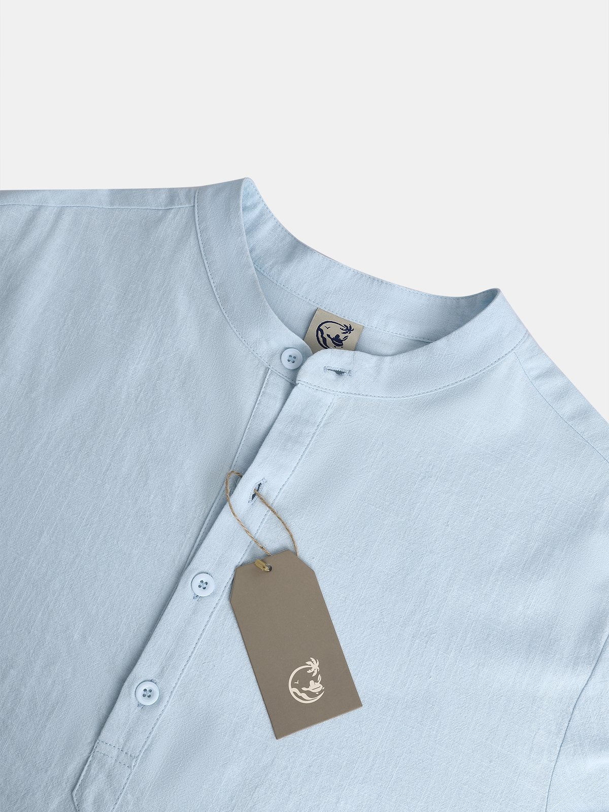 Cotton Linen Plain Color Casual Light Blue Regular Fit Long Sleeve Shirt Hawaiian Shirts For Men