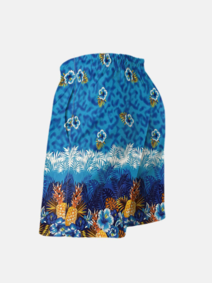 Men's Swim Trunks Hawaiian Tropical Palm Tree Floral Beach Shorts with Pockets